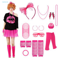 Bộ Bông Tai Neon thập niên 80 Găng Tay Quyến Rũ Độc Đáo Neon 80 Trang Phục Phụ Kiện Bộ Cho Tiệc Lạ Mắt Ấm Chân Băng Đô Găng Tay Bông Tai Vòng Cổ Người Mua Đông Nam Á