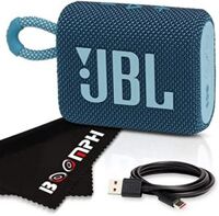 Bộ Boomph On-The-Go: Loa Bluetooth di động JBL Go 3, Pin tích hợp chống nước và chống bụi IP67 – Màu xanh dương