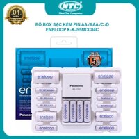 Bộ box sạc nhanh kèm pin Eneloop K-KJ55MCC84C (BQ-CC55C) gồm 8 pin AA/ 4 pin AAA/ 4 adapter AA to C và D (Trắng)