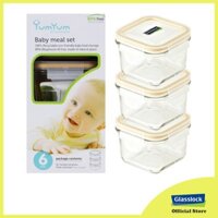 Bộ bữa ăn cho bé YumYum by Glasslock 3pc Square (GL544)