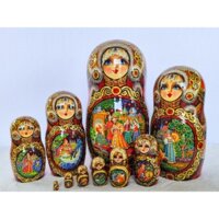 BỘ BÚP BÊ NGA CAO CẤP 10 LỚP 26CM HOA VĂN "CHUYỆN CỔ TÍCH VUA SALTAN" CỰC ĐẸP VÀ SANG TRỌNG