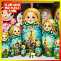 BỘ BÚP BÊ NGA MATRYOSHKA 10 LỚP CAO 26 CM HOA VĂN "PHONG CẢNH MATXCOVA" CỰC ĐẸP VÀ ĐỘC ĐÁO