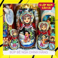 BỘ BÚP BÊ NGA MATRYOSHKA CAO CẤP 5 LỚP 15CM LỄ HỘI DÂN GIAN MÙA ĐÔNG