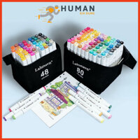 Bộ Bút Dạ 2 Đầu 48 Cây Marker Touch Cool tặng kèm túi vải tiện lợi Human