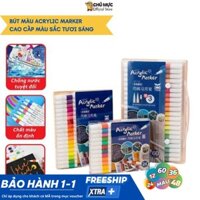 Bộ Bút Tô Màu Acrylic Marker Cao Cấp 12/24/36/48/60 Màu CMS Bút Lông Vẽ Tranh Trên Nhiều Chất Liệu Cho Bé