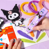 Bộ bút vẽ 3D Pen kuromi melody full phụ kiện kèm sạc kèm dây cho bé, printing Pen full phụ kiện