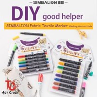 BỘ BÚT VẼ VẢI, GIÀY, NÓN SIMBALION 12 Cây  (THIẾT KẾ BÚT HAI ĐẦU SIÊU TIỆN LỢI)