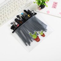 Bộ bút vô diện 10 chiếc đen ngộ nghĩnh đáng yêu tặng kèm túi zip - Mẫu 1