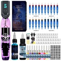 Bộ bút xăm POSEIDON- Bút xăm với 20 chiếc Kim xăm và Bộ nguồn hình xăm, Máy xăm quay Đồ dùng hình xăm cho nghệ sĩ xăm hình