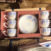 Bộ cà phê thủy tinh ngọc cap cấp USA Home Set(6 tách+6 đĩa), nhập khẩu Thái Lan quà tặng kết tình thân, hàng cao cấp