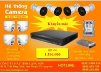 Bộ Camera có dây 01 Camera, 01 đầu ghi hình, 01 ổ cứng lưu trữ 1000GB, 01 nguồn tổng.