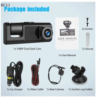 Bộ camera hành trình 3 kênh chiều xe hơi ô tô HD 1080P bên trong xe Cam ba Đầu ghi hình máy ảnh Đầu ghi Video trước sau