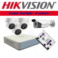 Bộ camera Hikvision 2MP, công nghệ Starlight (có màu ban đêm)