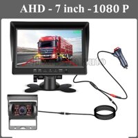 Bộ camera lùi xe tải điện 12 - 24V, màn hình 7 inch AHD, camera lùi hồng ngoại 1080P, HN07
