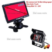 Bộ camera lùi xe tải, màn hình 7 inch AHD, Camera lùi 18 hồng ngoại, dùng điện 12 - 24V HN06