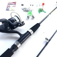 Bộ cần câu 2 khúc đặc đen Shimano máy YF2000 Đồ Câu Việt Bắc kèm phụ kiện đầy đủ