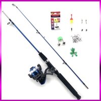 Bộ cần câu 2 khúc đặc đen Shimano máy YF2000 Đồ Câu Bắc kèm phụ kiện đầy đủ như hình
