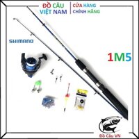 Bộ cần câu 2 khúc đặc Shimano RUZACA xanh 1m5 , Tặng kèm phụ kiện hàng y hình 2
