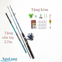 Bộ cần câu 2 khúc đặc Shimano Scabard ruột siêu bạo lực, kèm máy và set phụ kiện, tặng cần tay 2m7 Tuấn Trần Fishing