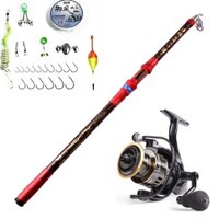 Bộ cần câu cá Chính hãng - Cần carbon cao cấp - Siêu bền - Siêu bạo lực - Kèm máy Kim loại HE - Tặng kèm nhiều phụ kiện - Bộ cần câu 2m7 - Kèm máy HE 4000