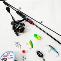 Bộ cần câu cá lure máy đứng 1.68m - 1.8m - 2.1m - 2.4m + Máy kim loại + dây câu lure + hộp mồi lure