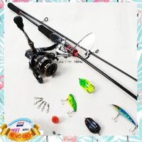 Bộ cần câu cá lure máy đứng 1.68m - 1.8m - 2.1m - 2.4m + Máy kim loại + dây câu lure + hộp mồi lure B-lu-D01