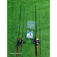 Bộ cần câu cá lure UL cán gỗ 1m5 1m68 1m8 1m98 máy đứng ac2000 và máy ngang tặng kèm phụ kiện Đi Câu Fishing