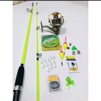 Bộ cần câu cá SHIMANO 2 khúc đặc và máy câu cá YUMOSHI LC 6000 và phụ kiện