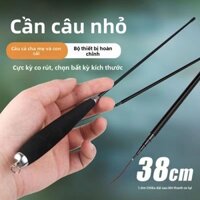 Bộ cần câu carbon cho người mới bắt đầu và trẻ em: cần câu tay cầm ngắn siêu nhẹ, thiết kế để câu cá nhỏ ở suối