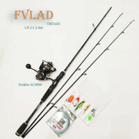 Bộ cần câu lure carbon 2 ngọn máy đứng FVLAD + máy kim loại  AC4000 1.8m - 2.1m - 2.4m. mã BCM17- Đứng ka6b5678