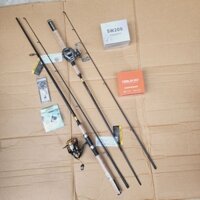 bộ cần câu lure daiwa kèm máy câu, bộ cần câu đứng và bộ cần ngang