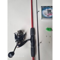 Bộ cần câu lure đỏ Rise Spin 1m65 1m8 2m1 máy đứng và ngang tặng kèm phụ kiện Đi Câu Fishing cần câu cá