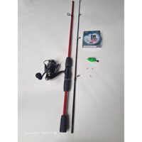 Bộ cần câu lure đỏ Rise Spin 1m65 1m8 2m1 máy đứng và ngang tặng kèm phụ kiện Đi Câu Fishing