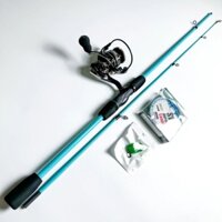 Bộ cần câu lure đứng carbon Sasuke xanh ngọc máy AC 3000 tặng bộ mồi câu