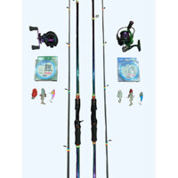Bộ Cần câu lure Dyawa titan kèm máy ngang + máy đứng và nhiều phụ kiện tặng kèm 584jagh789