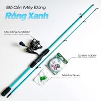 Bộ cần câu lure máy câu Sasuke Rồng Xanh, tặng kèm dây câu lure và mồi