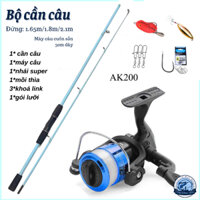 Bộ cần câu lure máy đứng cần câu Sói Đen 2 khúc kèm máy câu 200 cuốn sẵn cước tặng kèm phụ kiện phiên bản 2024docauhailu