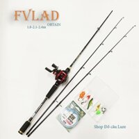Bộ cần câu lure máy ngang cao cấp FVLAD 1.8m - 2.1m - 2.4m tặng kèm dây câu lure và hộp mồi BCM17 - Ngang