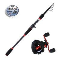 Bộ cần câu Lure máy ngang chính hãng - Cần câu cá - Tặng cước CL01 - Bộ cần câu lure 2m4 - Tay Trái  - MÀU ĐỎ