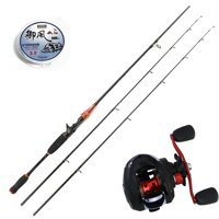 Bộ cần câu Lure máy ngang chính hãng -  Cần Lure 2 ngọn -  tặng kèm ngọn cần  cước CL01 - Bộ cần câu lure 2m4 - Máy Kim loại đỏ - Máy tay Phải