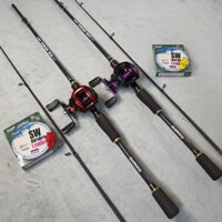 Bộ cần câu lure Shimano + Máy ngang Titan ánh tím hoặc máy đỏ đen tặng  Kèm dây Dù PE và 1 con nhái hơi có thìa xoay 56j