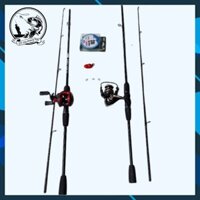 Bộ cần câu lure sói đen máy ngang máy đứng tặng kèm dù 1 con mồi