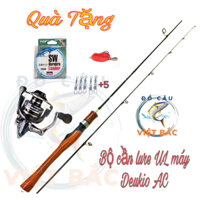 Bộ cần câu lure UL cán gỗ cao cấp tặng kèm máy câu Deukio AC và phụ kiện Đồ Câu Việt Bắc