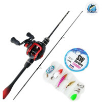 Bộ cần câu lure ul máy ngang siêu dẻo tặng kèm dây câu lure và bộ mồi câu