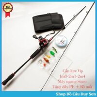Bộ Cần Câu Lure Vip Và Máy Ngang Staco Tặng Kèm 1 Hộp Mồi Giả và Phụ Kiện Đi kèm cần câu cá
