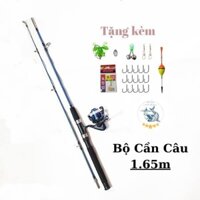 Bộ cần câu máy cần câu 2 khúc đặc kèm + máy câu+trọn bộ phụ kiện