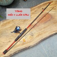Bộ cần câu máy cần câu Rise spin + máy câu 200 cuốn sẵn cước + phụ kiện câu cá Bắt Cá Fishing
