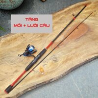 Bộ cần câu máy cần câu Rise spin + máy câu 200 cuốn sẵn cước + phụ kiện câu cá