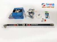 Bộ cần câu máy giá rẻ 3.6m khoen Gold + máy câu Kim loại DE5000 Full đi câu