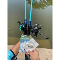 Bộ cần câu máy Lure Daiwa Xanh Ngọc + máy câu cá kim loại